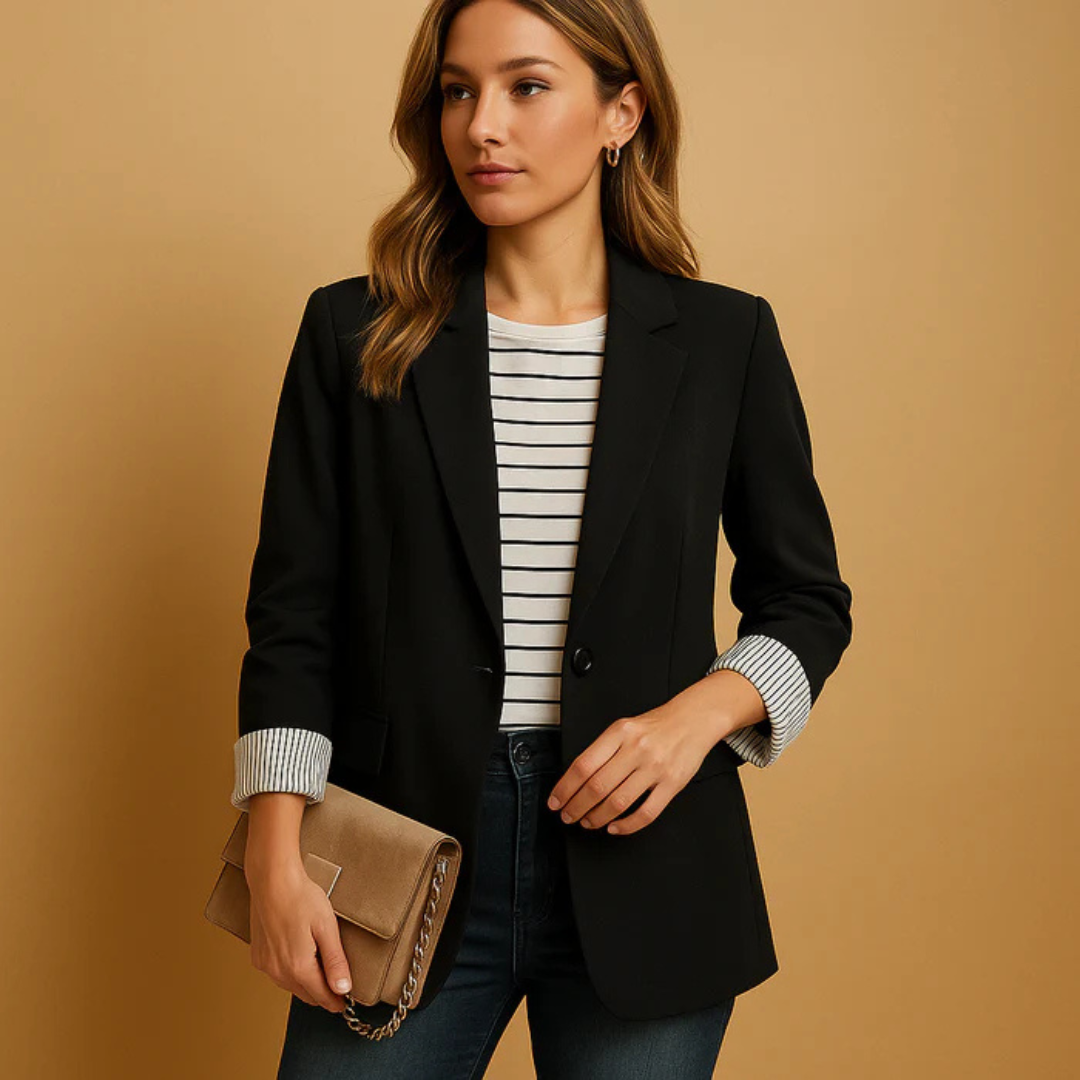 Dames Autumn Blazer Gestreepte Manchetten | Lange Lengte
