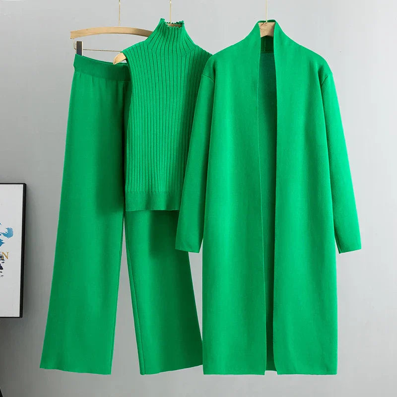 Dames Gebreide Set | Wijde Broek en Coltrui