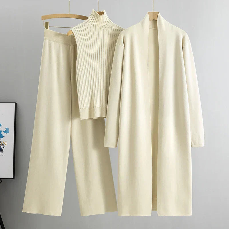 Dames Gebreide Set | Wijde Broek en Coltrui