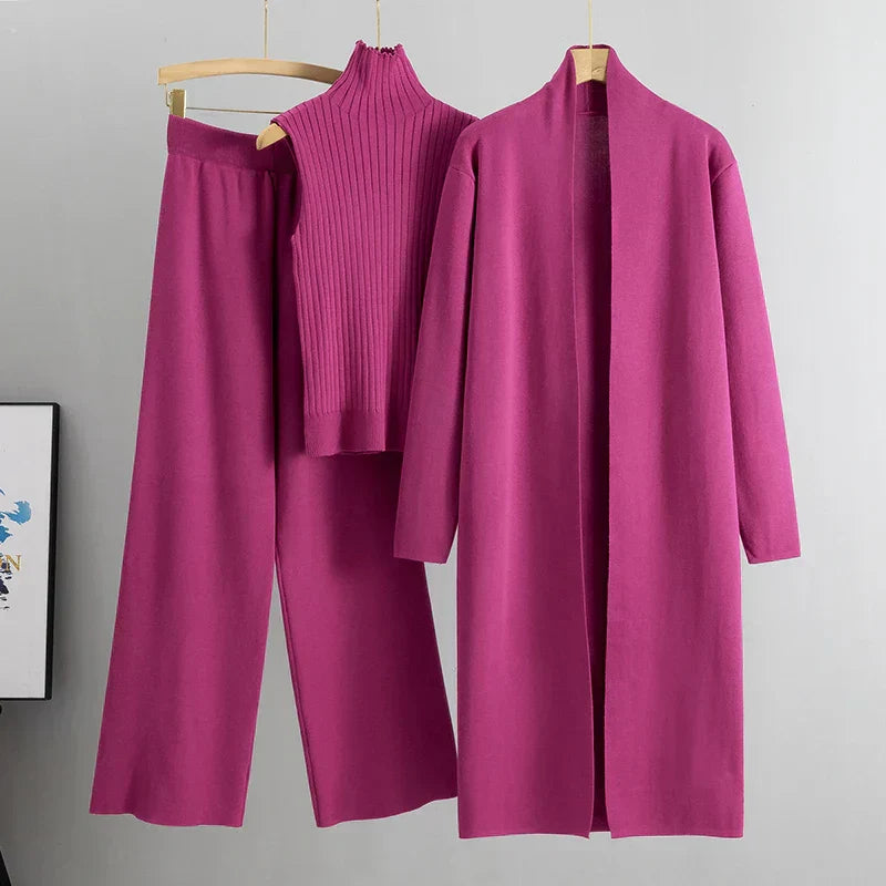 Dames Gebreide Set | Wijde Broek en Coltrui