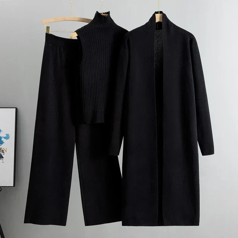 Dames Gebreide Set | Wijde Broek en Coltrui
