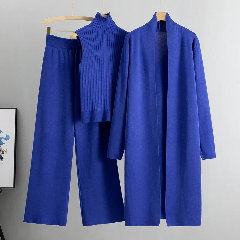 Dames Gebreide Set | Wijde Broek en Coltrui