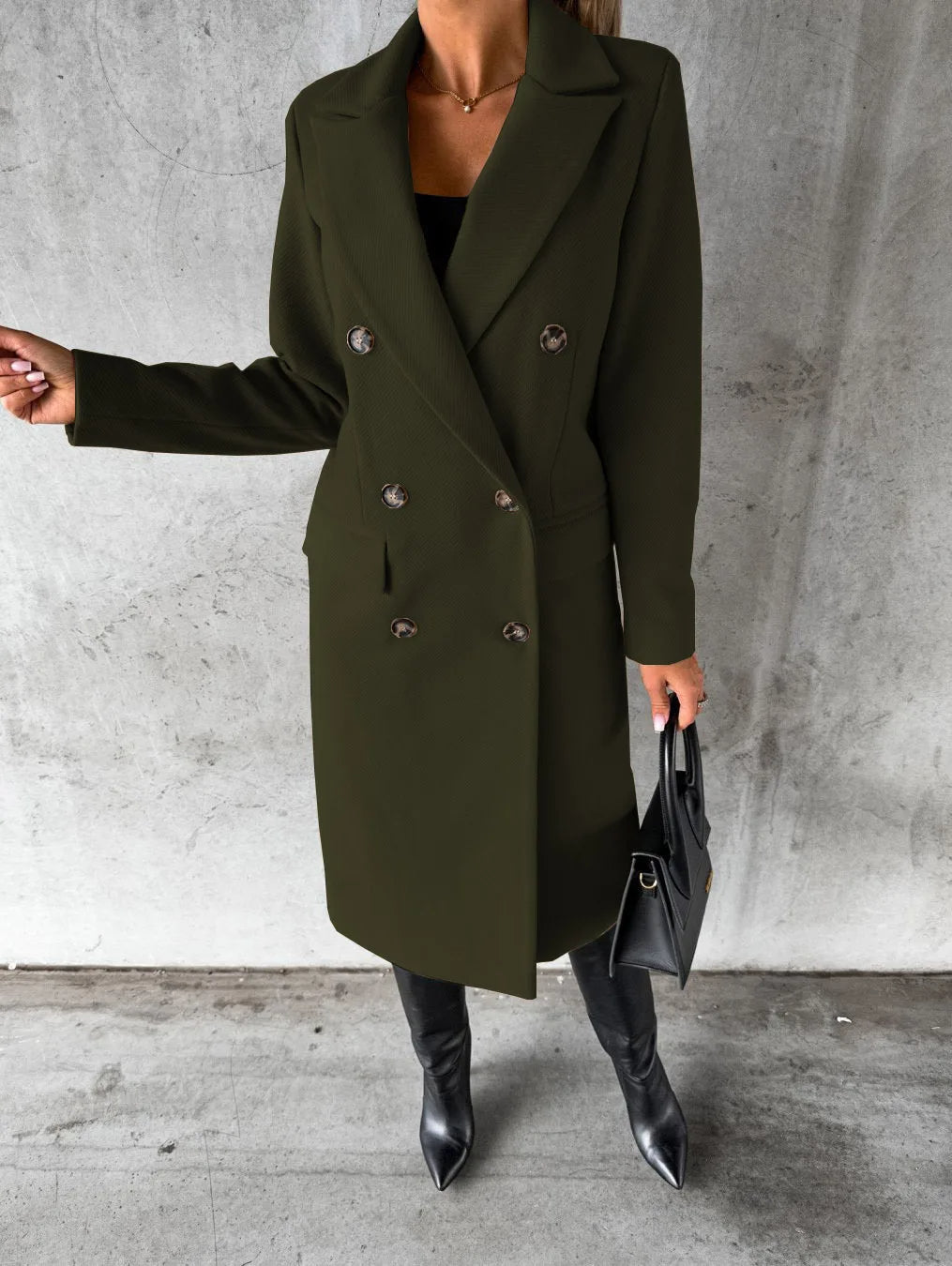 Dames Klassieke Jas | Lange en V-hals Design