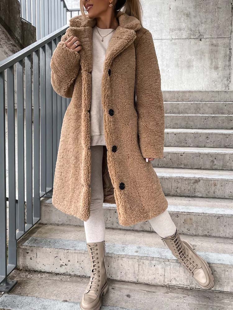 Dames Lange Teddyjas | Knopsluiting