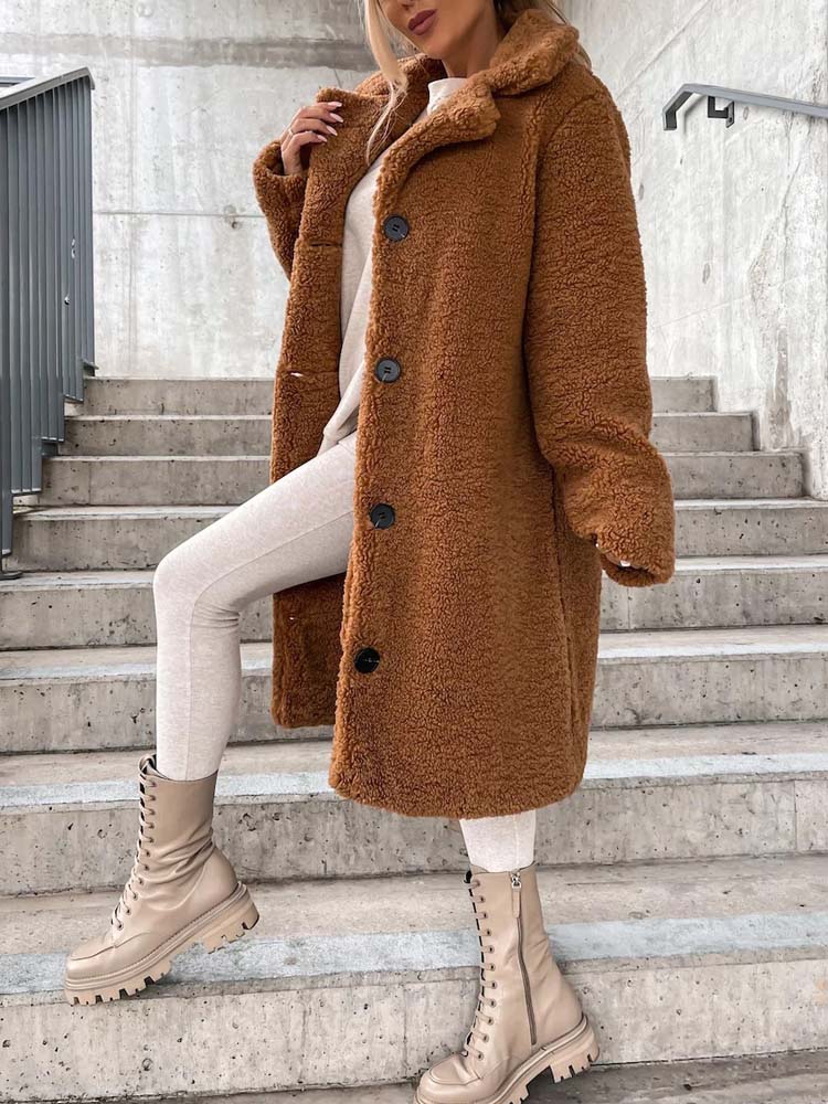 Dames Lange Teddyjas | Knopsluiting