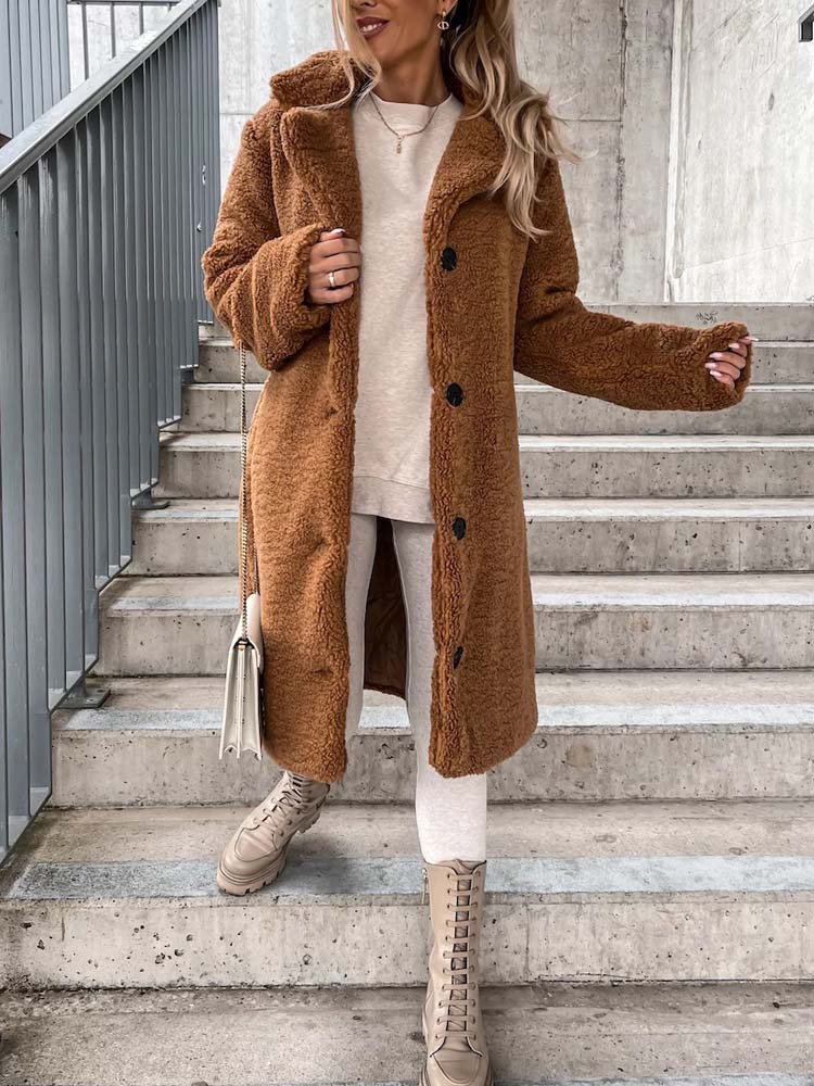 Dames Lange Teddyjas | Knopsluiting