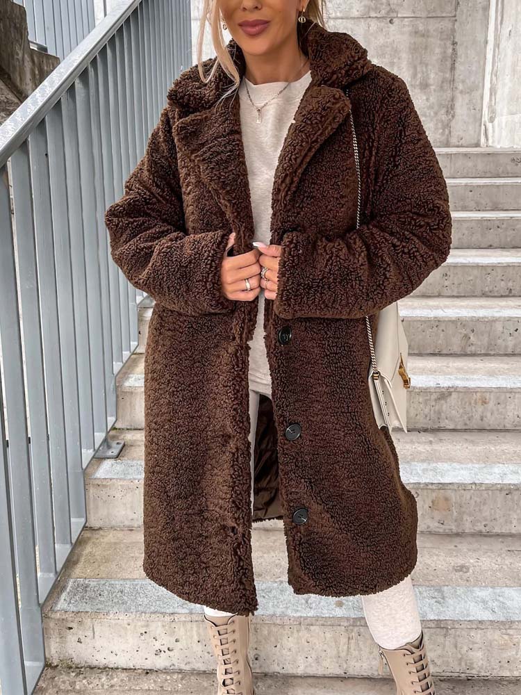 Dames Lange Teddyjas | Knopsluiting