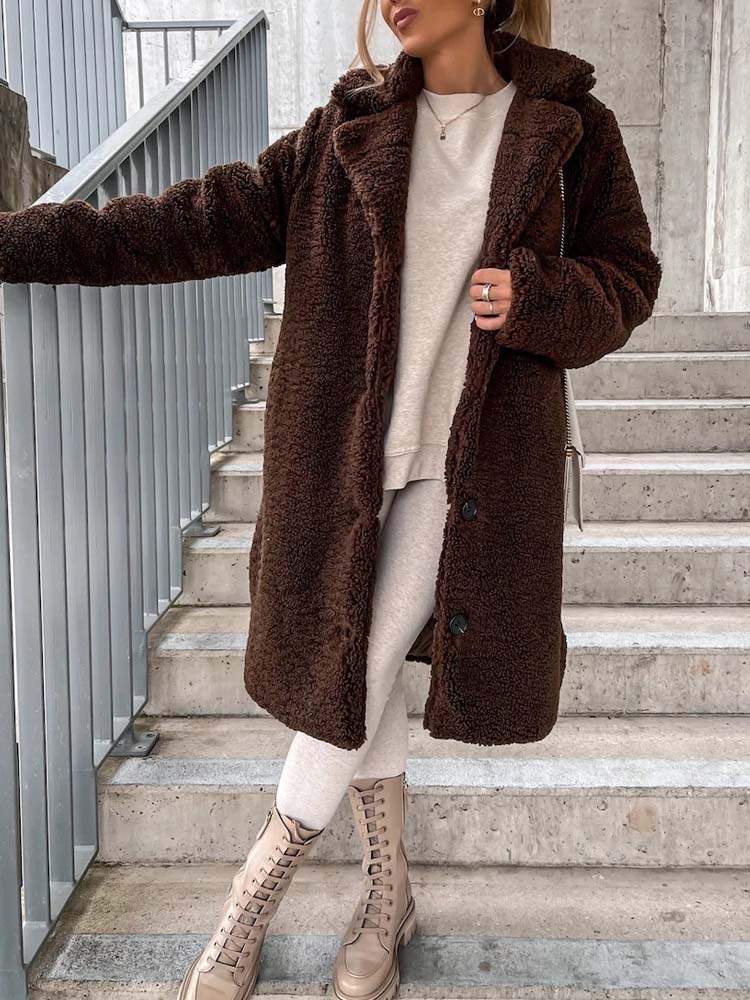 Dames Lange Teddyjas | Knopsluiting