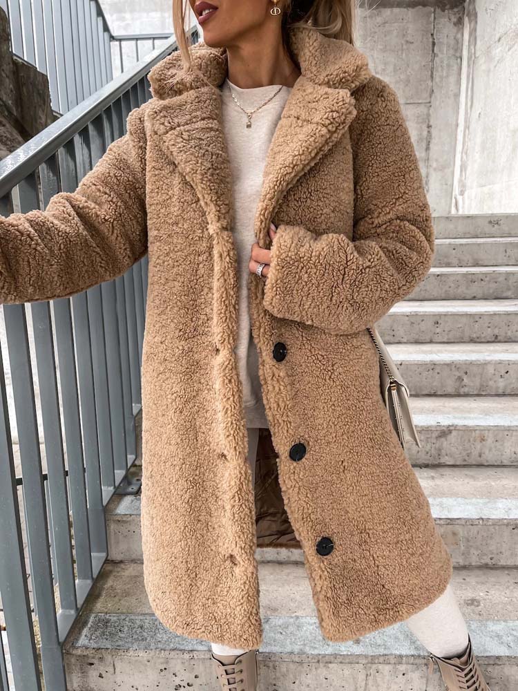 Dames Lange Teddyjas | Knopsluiting