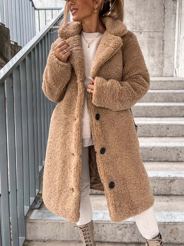 Dames Lange Teddyjas | Knopsluiting