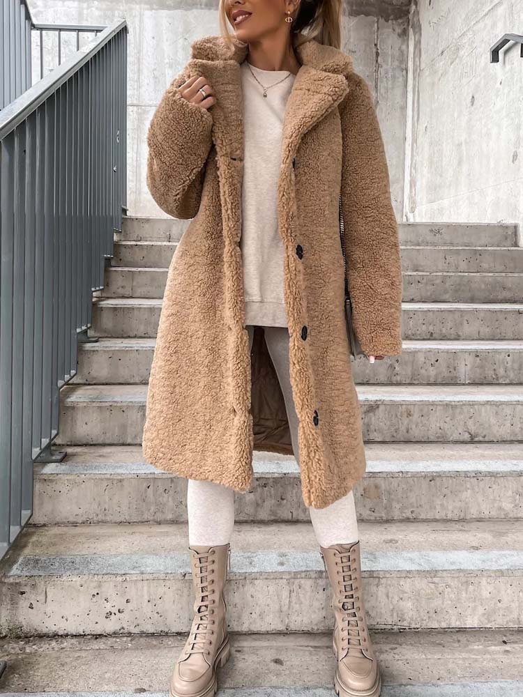 Dames Lange Teddyjas | Knopsluiting