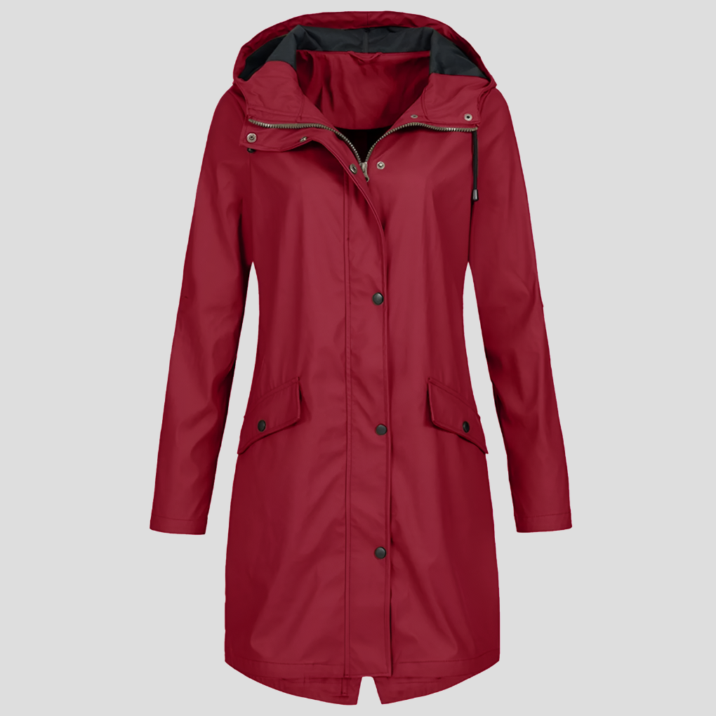 Dames Regenjas met Capuchon | Knoopsluiting