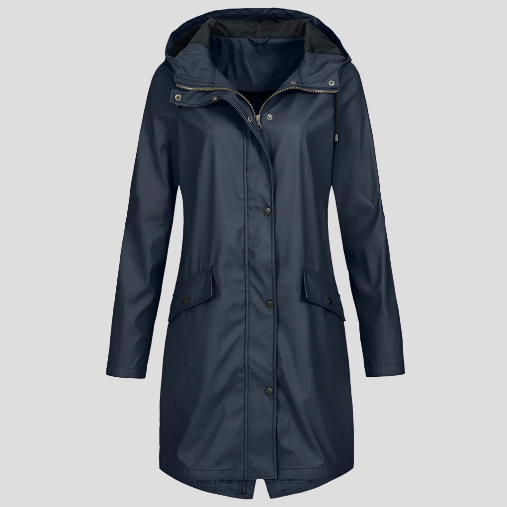 Dames Regenjas met Capuchon | Knoopsluiting