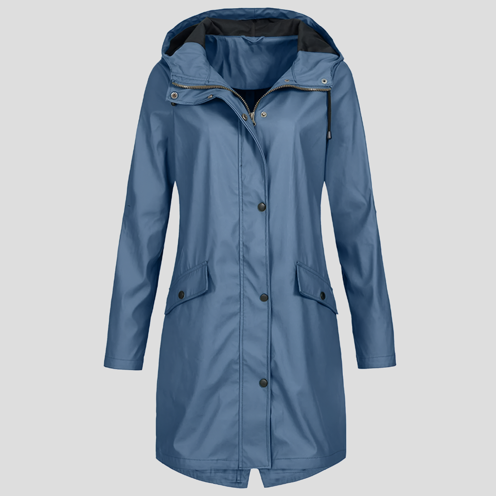 Dames Regenjas met Capuchon | Knoopsluiting