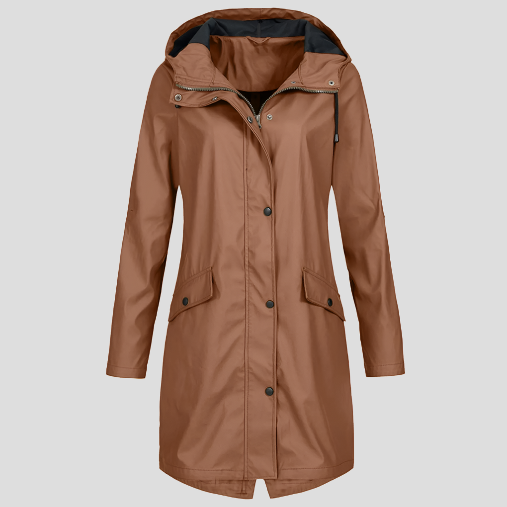 Dames Regenjas met Capuchon | Knoopsluiting