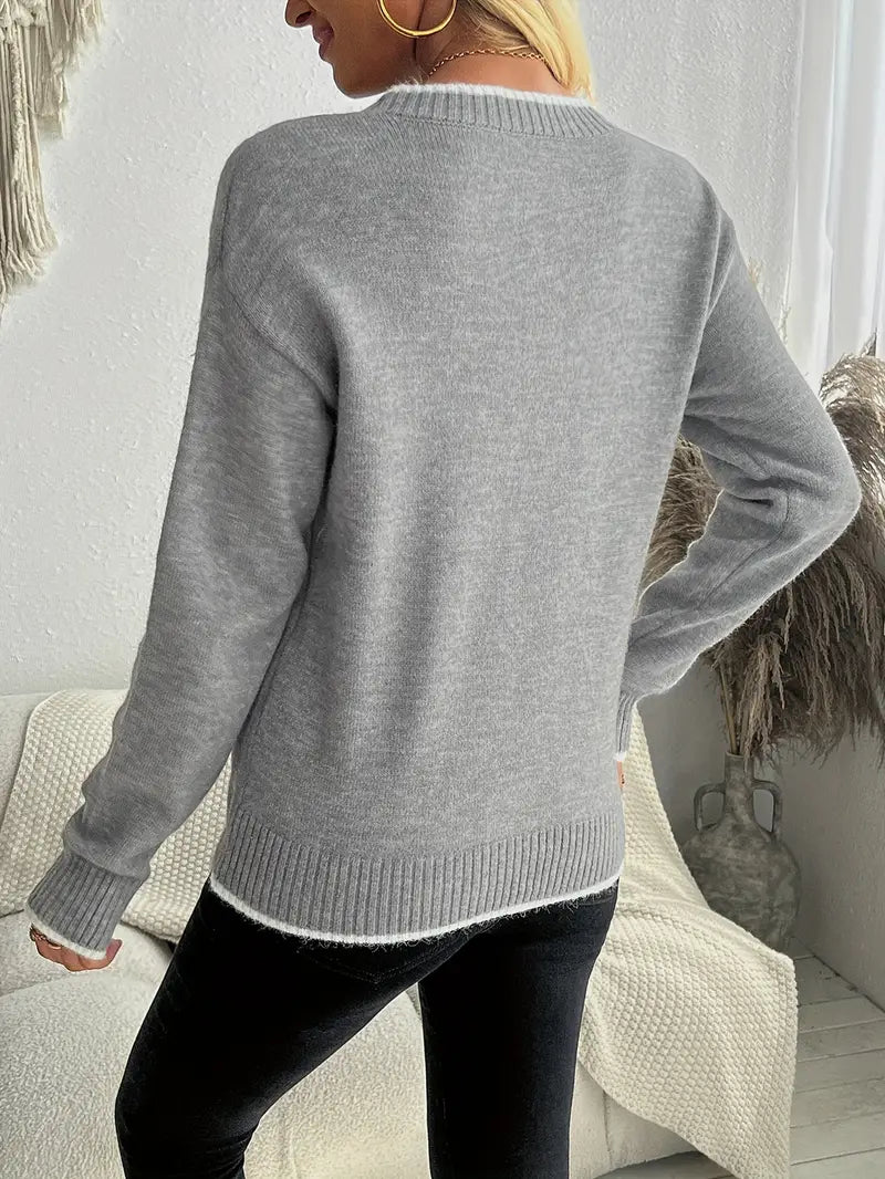 Dames Trui | Casual Stijl met Vrolijke Sneeuwvlok Print