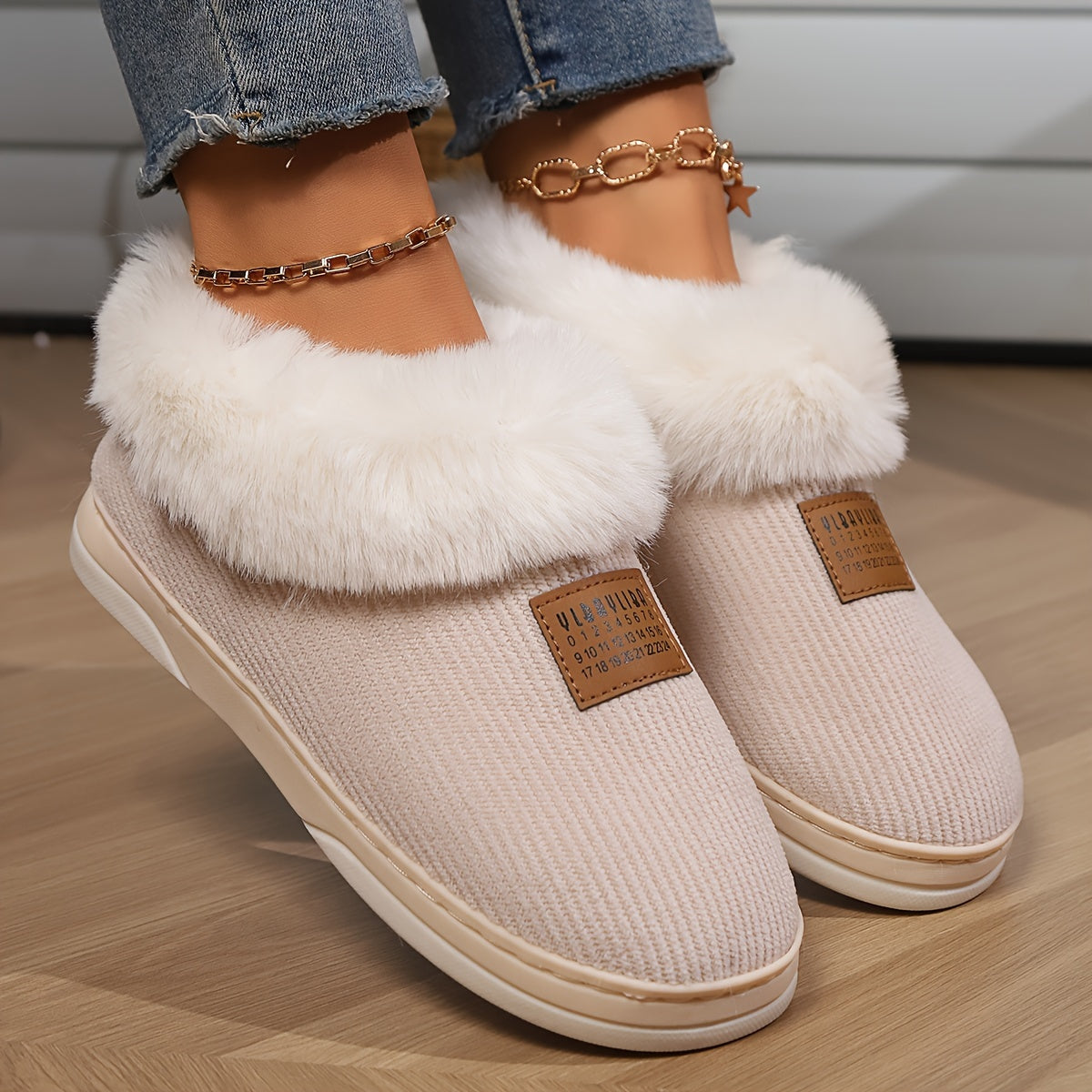 Dames Winter Pantoffels | Antislip - Met Bontvoering