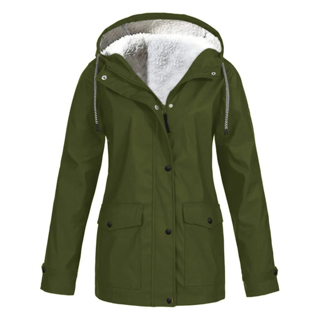 Dames Winter Regenjas met Capuchon en Ritsluiting | Fleece Gevoerd