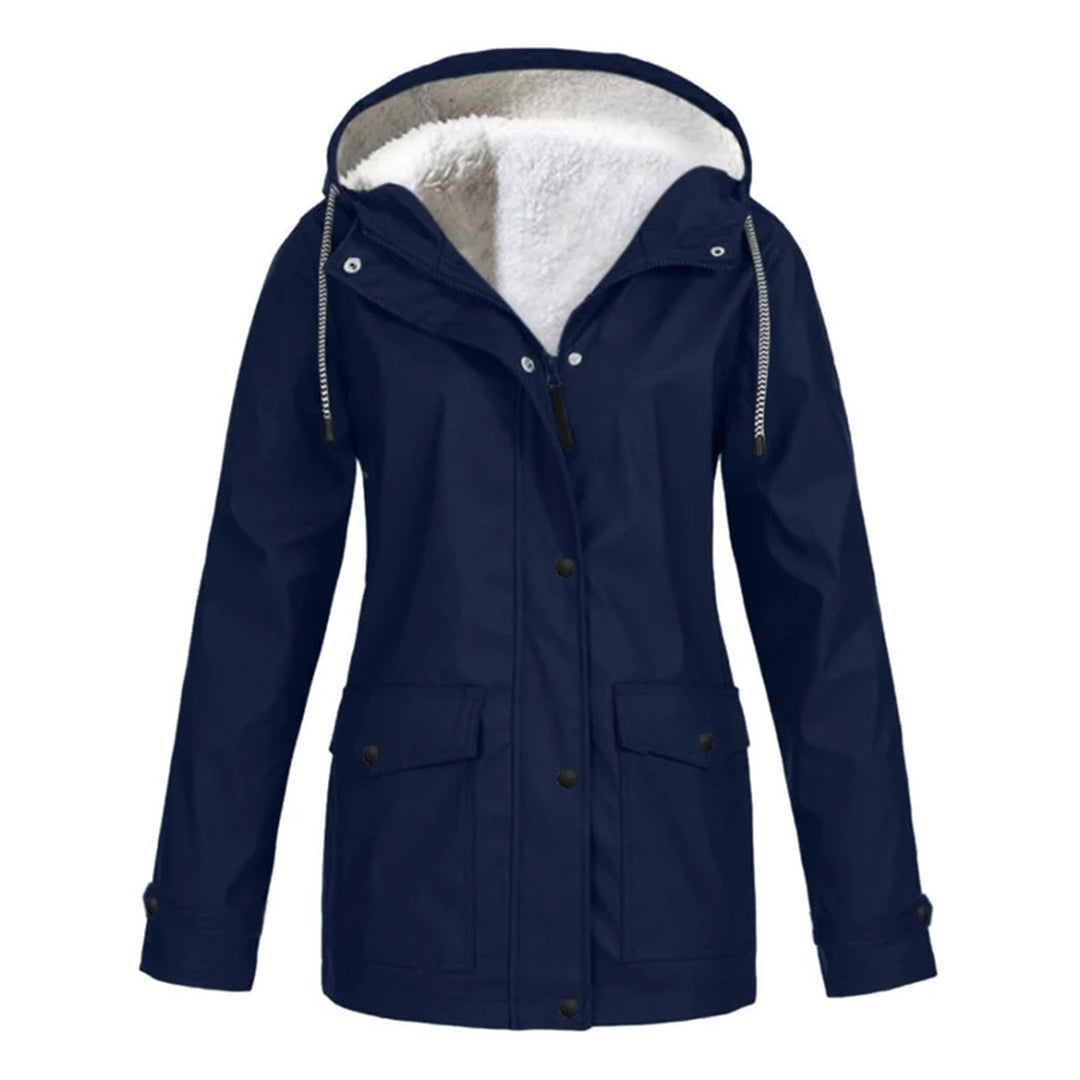Dames Winter Regenjas met Capuchon en Ritsluiting | Fleece Gevoerd