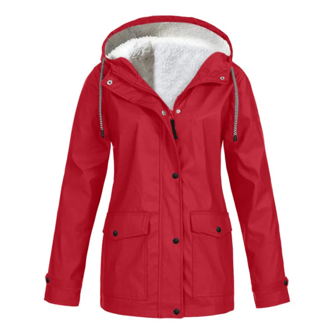 Dames Winter Regenjas met Capuchon en Ritsluiting | Fleece Gevoerd