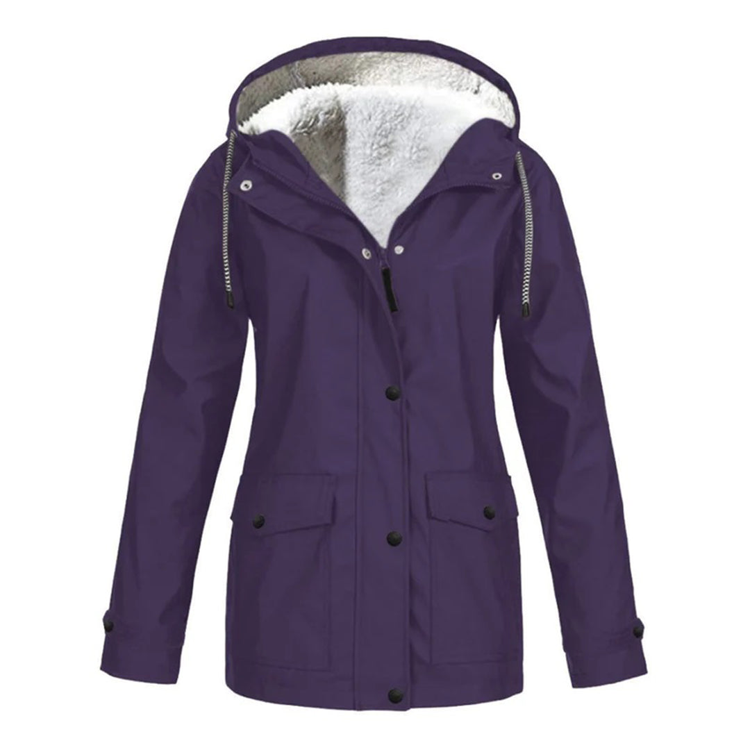 Dames Winter Regenjas met Capuchon en Ritsluiting | Fleece Gevoerd