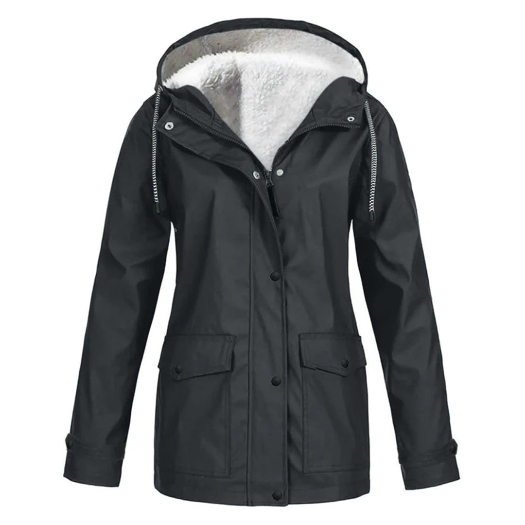 Dames Winter Regenjas met Capuchon en Ritsluiting | Fleece Gevoerd
