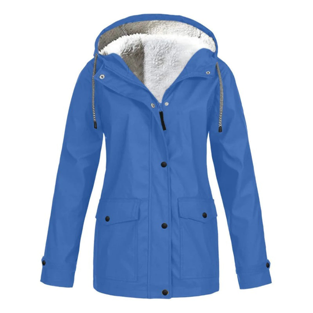 Dames Winter Regenjas met Capuchon en Ritsluiting | Fleece Gevoerd
