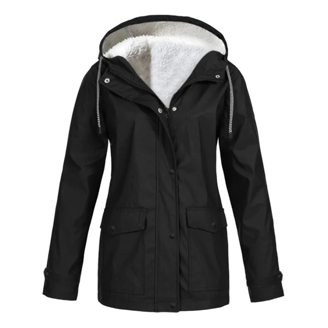 Dames Winter Regenjas met Capuchon en Ritsluiting | Fleece Gevoerd
