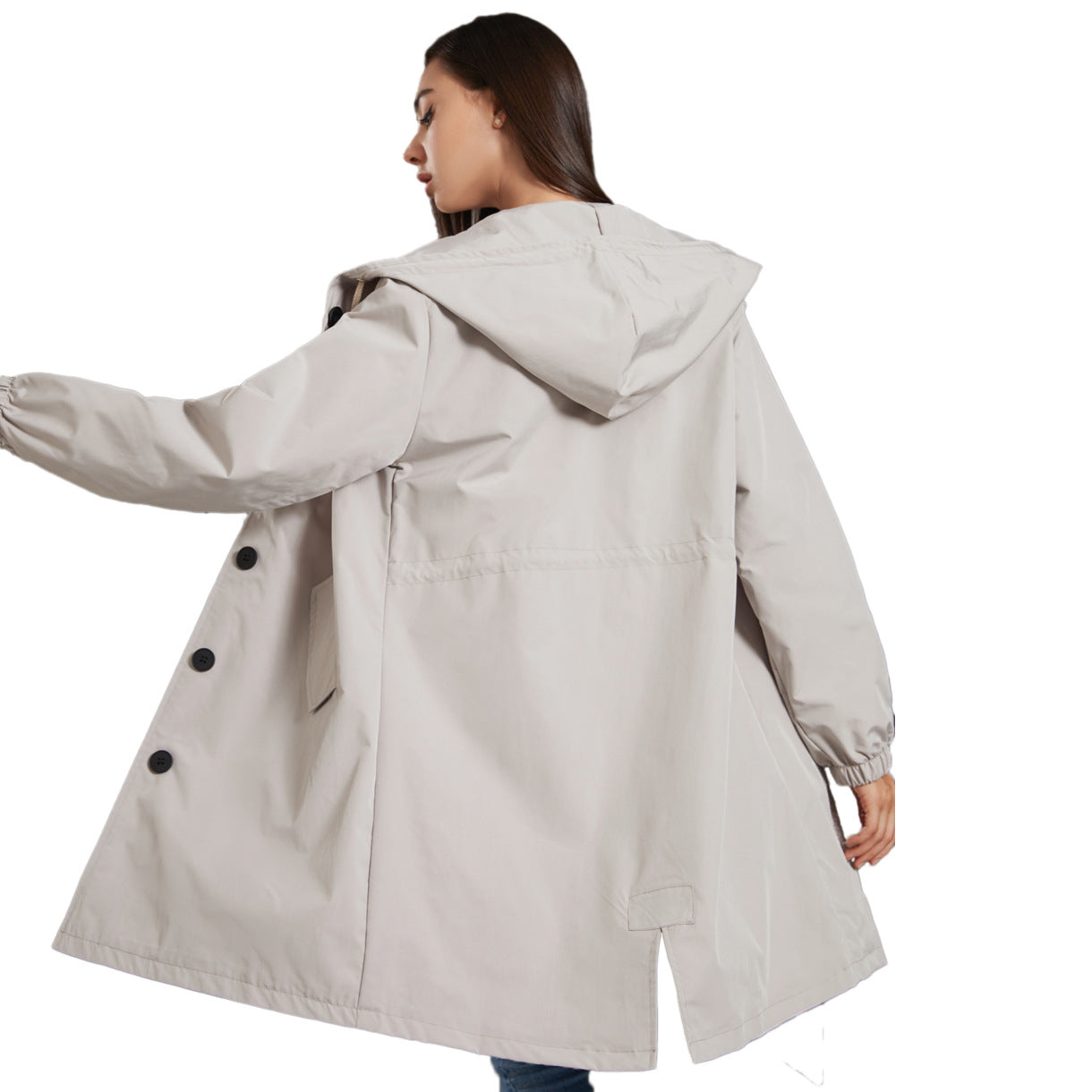 Dames Winter Waterdichte Regenjas | Knoopsluiting - Met capuchon