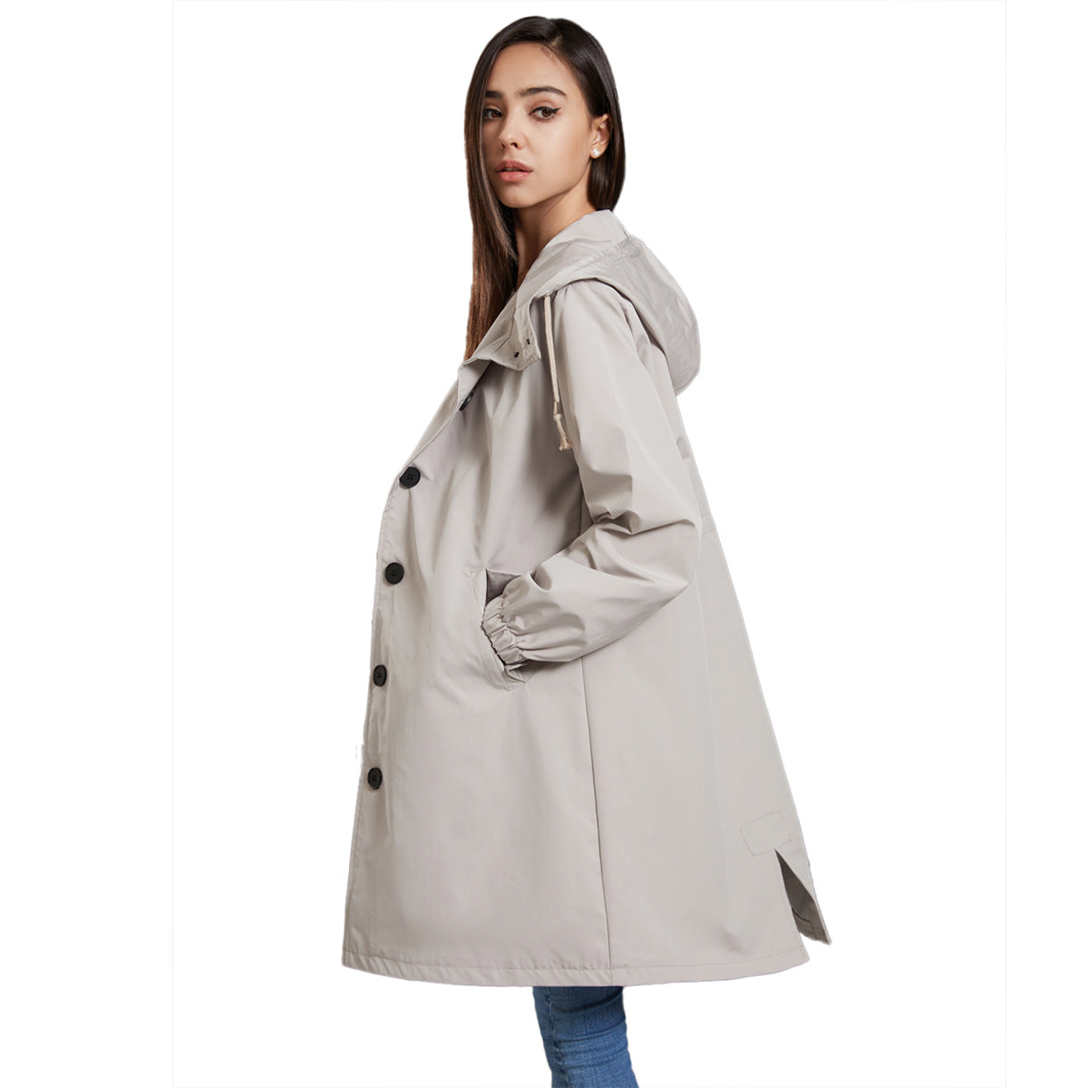 Dames Winter Waterdichte Regenjas | Knoopsluiting - Met capuchon