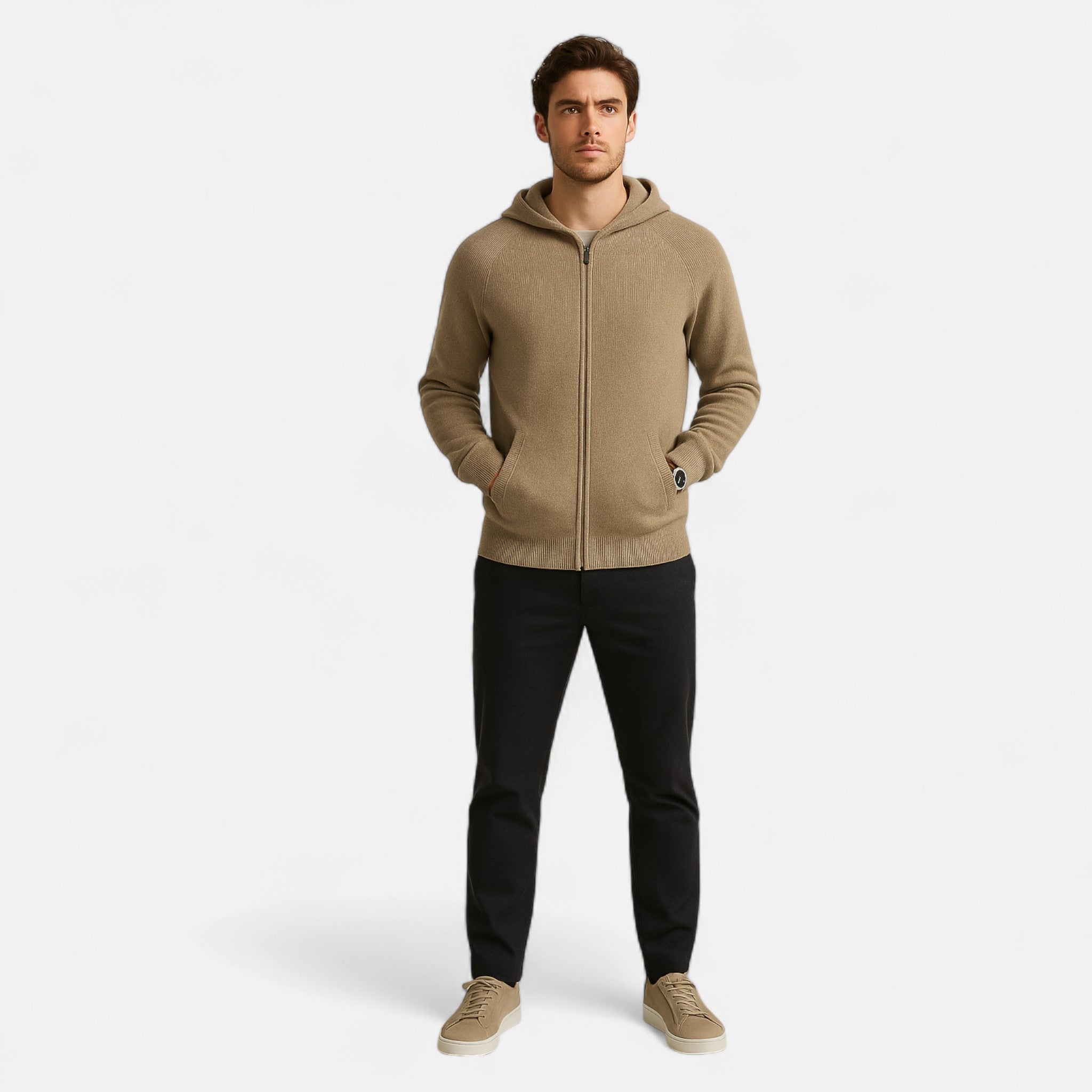 Heren Gebreide Jas met Capuchon | Old Money