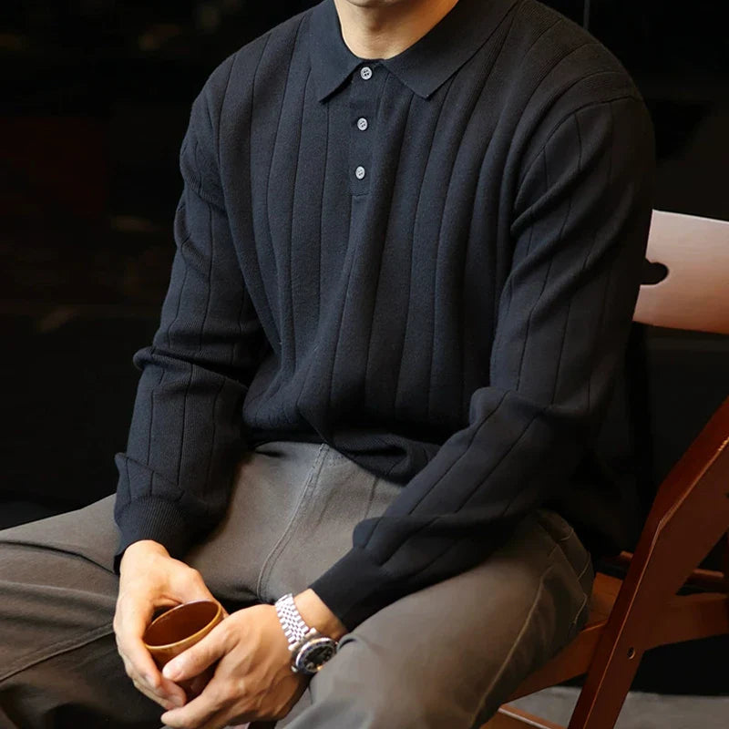 Heren Gebreide Polo Trui | Wol