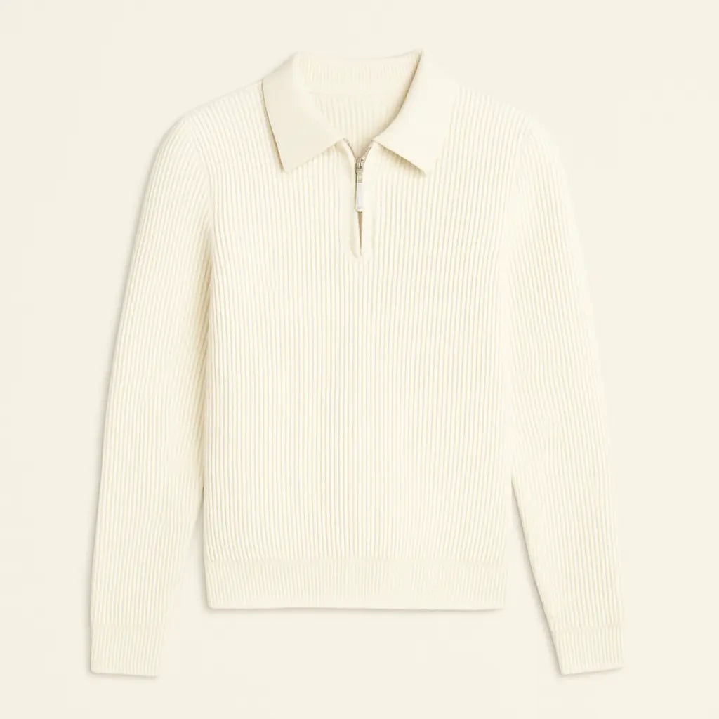 Heren Geribbelde Half-Zip Trui | Old Money