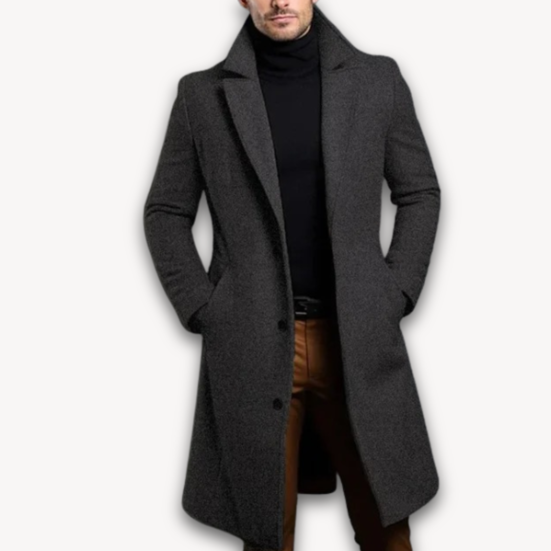 Heren Lange Overjas | Wollen Blenden Slim Fit Design