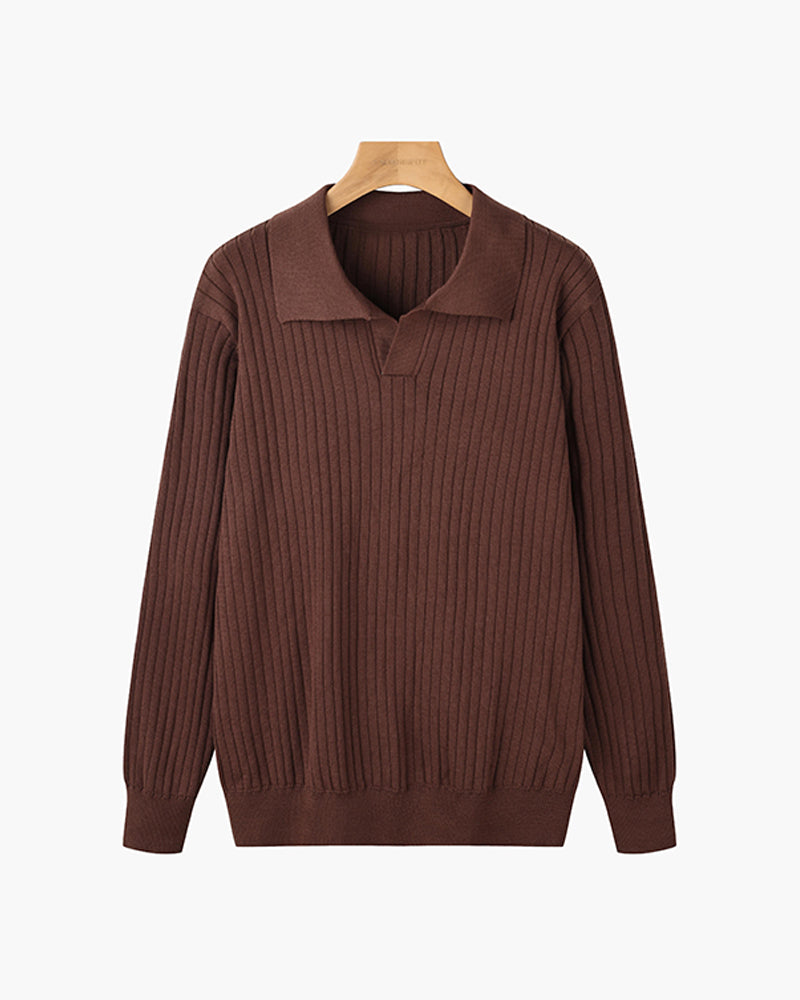 Heren V-Hals Polo met Lange Mouwen | Winter