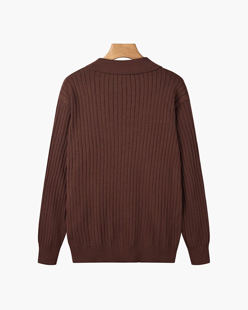 Heren V-Hals Polo met Lange Mouwen | Winter