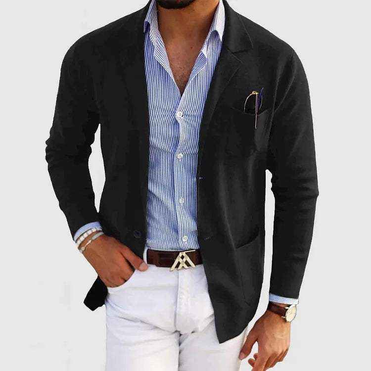 Sebastian | Gebreide Blazer met Structuur, Stretch Knit