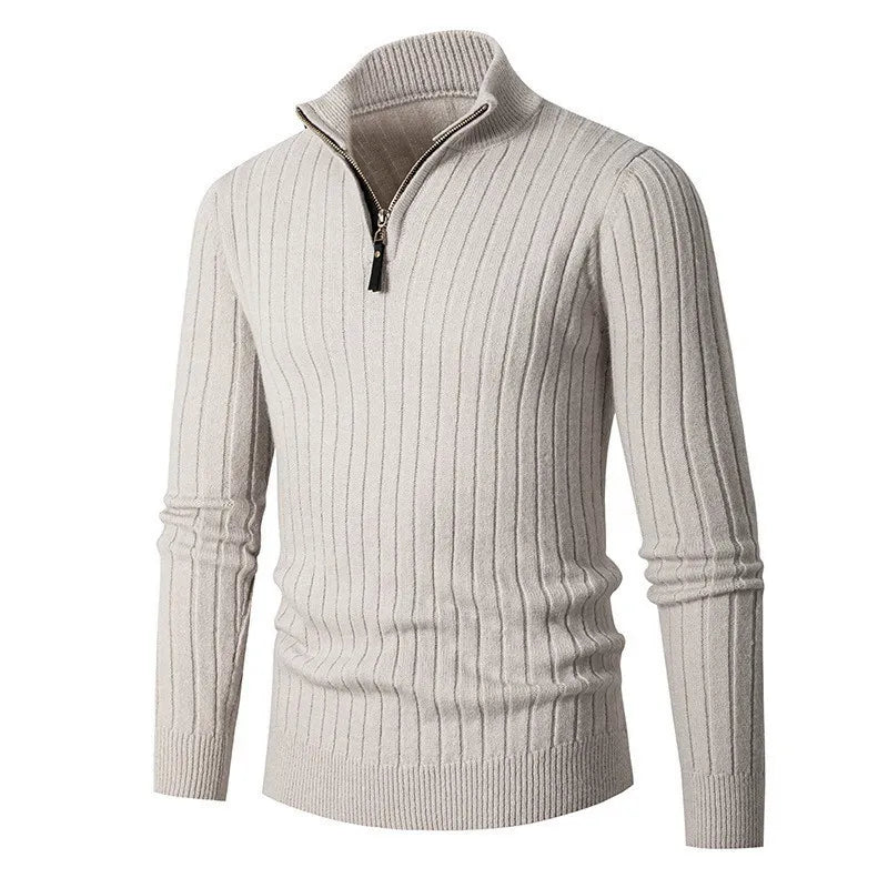 Raphael | Half-Zip Trui met Hoge Kraag, Gebreide Blend