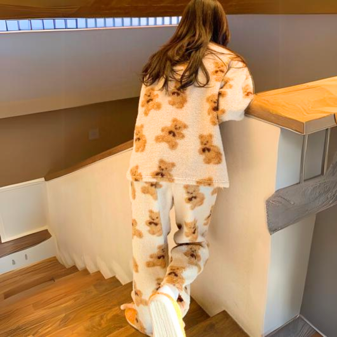 Zacht en Warme Pyjamapak voor Dames | Met Berenprint