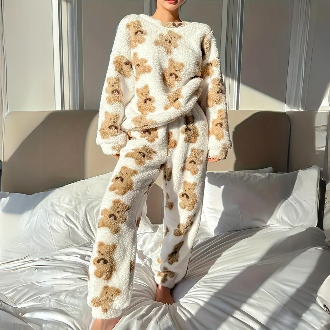 Zacht en Warme Pyjamapak voor Dames | Met Berenprint