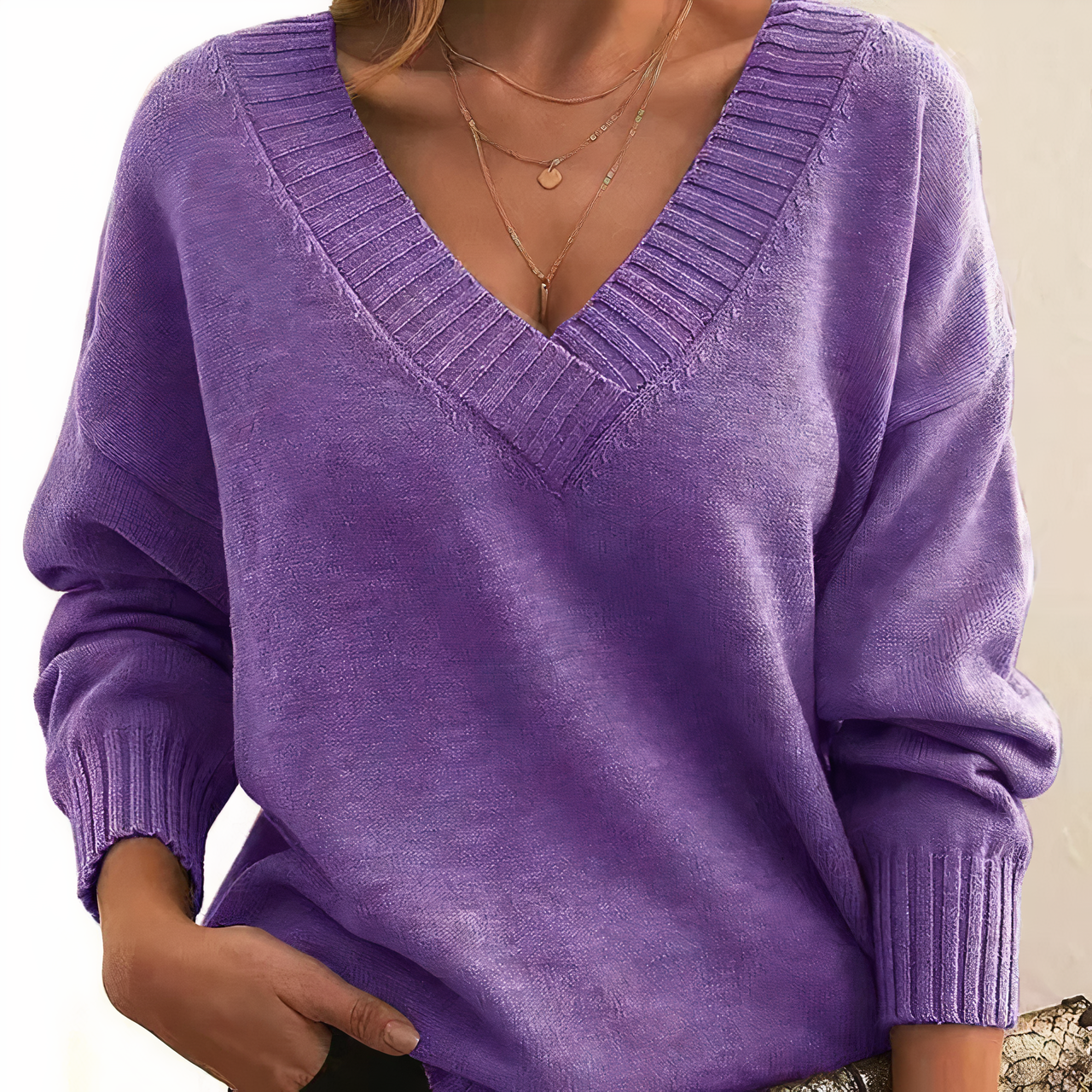 Dames Lichtgewicht Pullover | V-Hals - Herfst