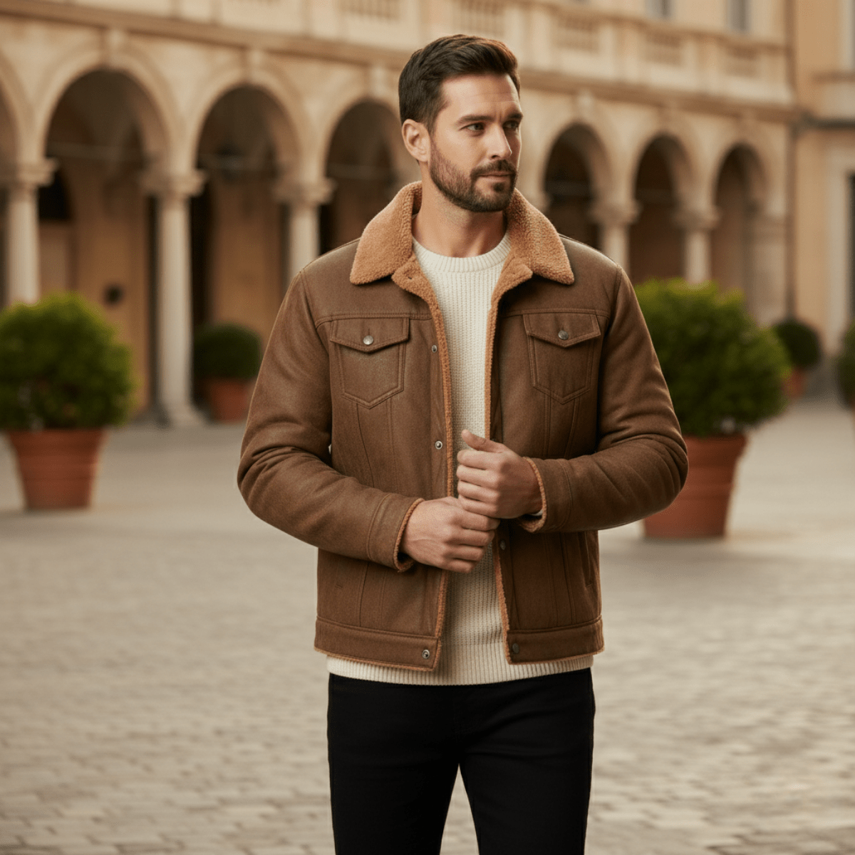 Aiden | Fleece Suède Leren Jas