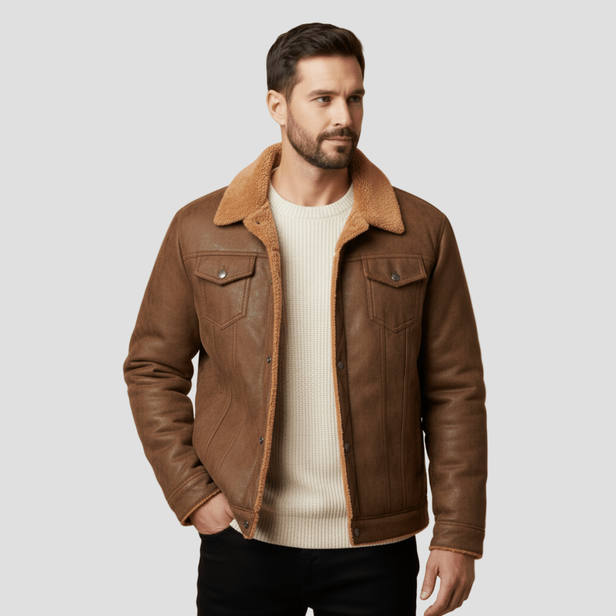 Aiden | Fleece Suède Leren Jas