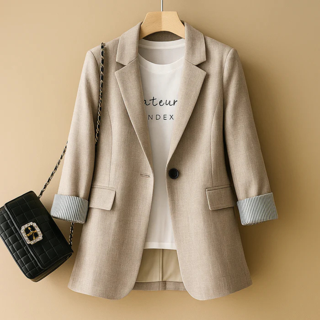Dames Autumn Blazer Gestreepte Manchetten | Lange Lengte