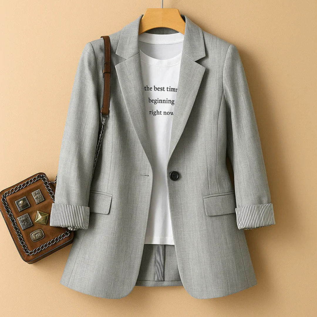 Dames Autumn Blazer Gestreepte Manchetten | Lange Lengte