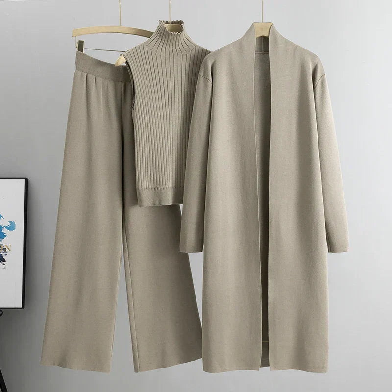 Dames Gebreide Set | Wijde Broek en Coltrui