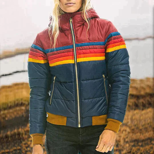 Dames Gewatteerde Puffer Jas met Capuchon | Meerkleurig Winter