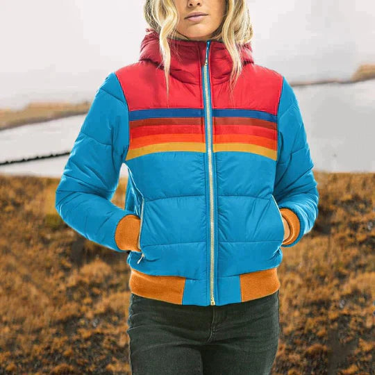 Dames Gewatteerde Puffer Jas met Capuchon | Meerkleurig Winter