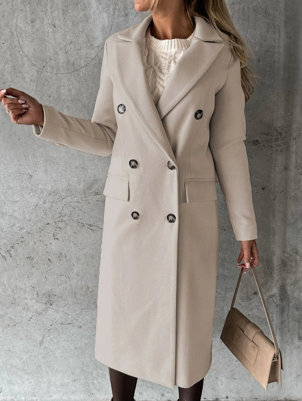 Dames Klassieke Jas | Lange en V-hals Design