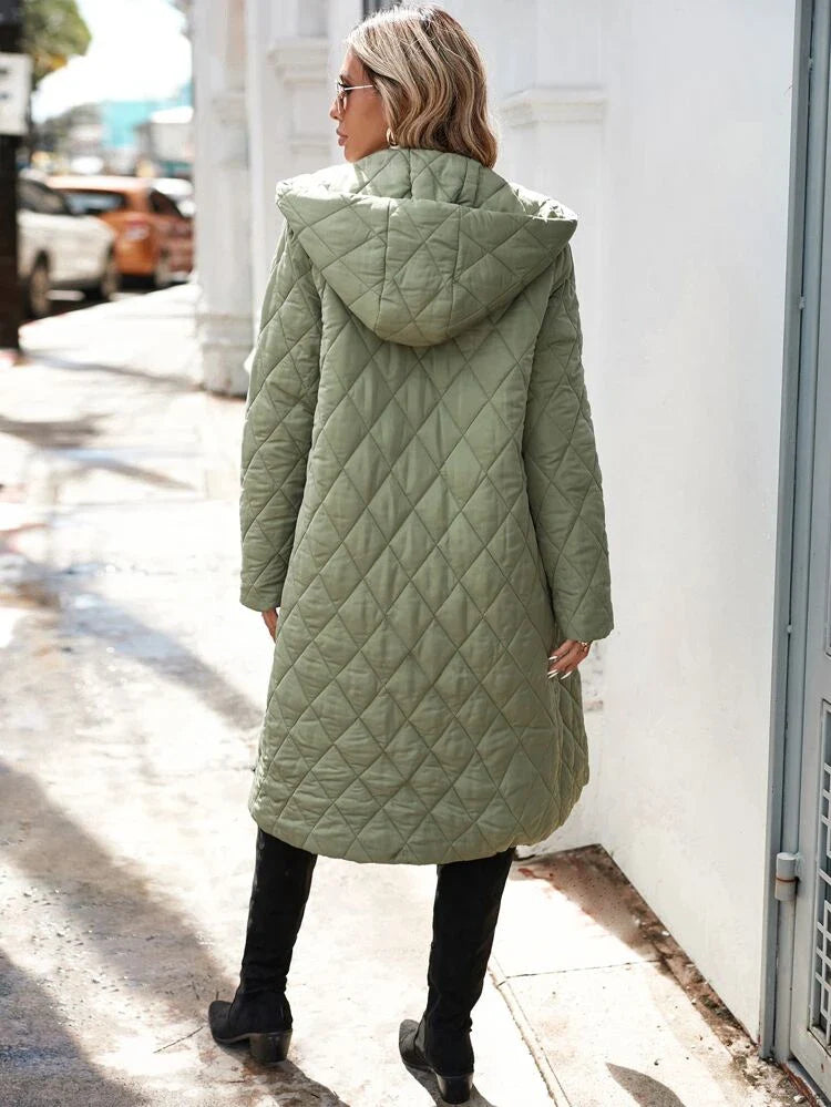 Dames Lange Winterjas | Olive Green, Waterdicht